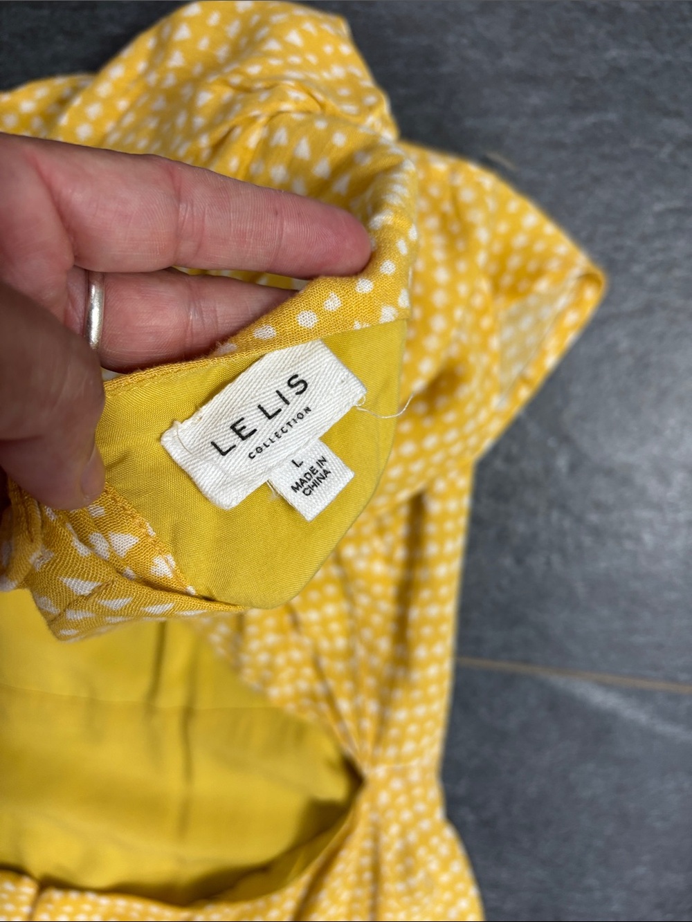 Yellow Polka Dot Short Sleeve Sun Dress - Picture 4 of 5